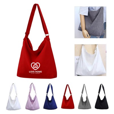 12Oz Canvas Zipper Tote Bag W/ Adjustable Shoulder Strap